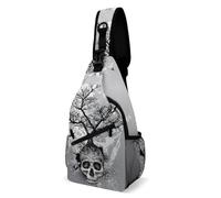Cmagnifico Sac à bandoulière, joli sac de poitrine de chat de dessin animé, sac à bandoulière pour voyage, shopping, sport, Arbre crâne horreur, 38x20cm