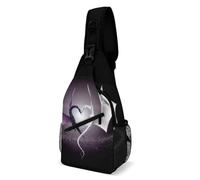 Cmagnifico Sac à bandoulière, sac de poitrine en forme d'écailles de sirène, sac à bandoulière pour voyage, shopping, sport, Dragons violets et écrits, 38x20cm