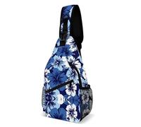Cmagnifico Sac à bandoulière, sac de poitrine mexicain Dia De Muertos, sac à bandoulière pour voyage, shopping, sport, Fleur d'hibiscus bleue., 38x20cm