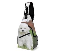 Cmagnifico Sac à bandoulière, sac de poitrine pour notes de piano, sac à bandoulière pour voyage, shopping, sport, Chien bichon frisé., 38x20cm