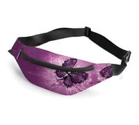 Cmagnifico Sac banane, deux dauphins, sac banane réglable pour course à pied, marche, randonnée, Purple Butterfly Art, 36*15cm