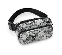 Cmagnifico Sac banane gothique avec tête de mort damassée effrayante pour Halloween, sac banane réglable pour course à pied, marche, randonnée, comme sur l'image, 20x13cm