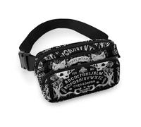 Cmagnifico Sac banane, motif tête de mort de chat, planche de sorcière, noir gothique, sac banane réglable pour course à pied, marche, randonnée