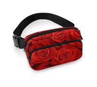 Cmagnifico Sac banane, sac banane rose rouge, sac banane réglable pour course à pied, marche, randonnée