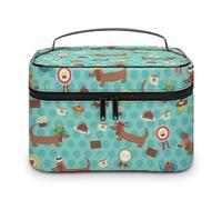 Cmagnifico Trousse à cosmétiques, trousse de maquillage amérindienne, trousse de toilette de voyage en cuir pour femme, Chien saucisse, 25x18x15cm