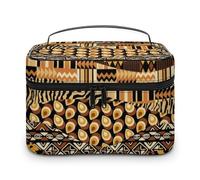 Cmagnifico Trousse à cosmétiques, trousse de toilette de voyage en cuir avec constellations phosphorescentes de minuit pour femme, Patchwork de style africain., 25x18x15cm
