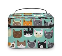 Cmagnifico Trousse à cosmétiques, trousse de toilette de voyage en cuir avec constellations phosphorescentes de minuit pour femme, Joli visage de chat., 25x18x15cm