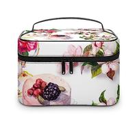 Cmagnifico Trousse à cosmétiques, trousse de toilette de voyage en cuir pour femme - Pour gâteau et théière - Motif floral, Style-2, 25x18x15cm