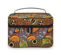 Cmagnifico Trousse à cosmétiques, Zombies Dead Men Walking Body at Night Trousse de maquillage en cuir pour femme, Motif patchwork africain, 25x18x15cm