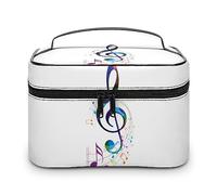 Cmagnifico Trousse à cosmétiques, Zombies Dead Men Walking Body at Night Trousse de maquillage en cuir pour femme, Notes de musique colorées., 25x18x15cm