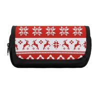 Cmagnifico Trousse à crayons double couche, motif léopard et zèbre, Motif de Noël rouge et blanc pixel, One Size, Trousse à crayons