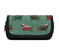 Cmagnifico Trousse à crayons double couche, motif peau d'alligator, sac de papeterie utilisé comme trousse à crayons, Teckel de Noël, One Size, Trousse à crayons