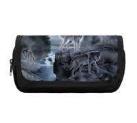 Cmagnifico Trousse à crayons double couche, motif requin, sac de papeterie utilisé comme trousse à crayons, Moon Wolf., One Size, Trousse à crayons