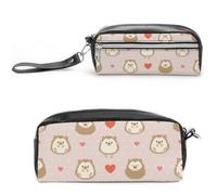 Cmagnifico Trousse à crayons en cuir, joli motif hérisson de dessin animé, trousse de papeterie utilisée comme trousse à crayons pour le bureau et l'école, sac de voyage d'affaires ou petite boîte à