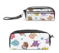 Cmagnifico Trousse à crayons en cuir, motif hibou, sac de papeterie utilisé comme trousse à crayons pour le bureau et l'école, sac de voyage d'affaires ou petite boîte à outils, trousse de maquillage