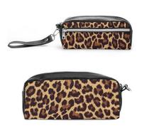 Cmagnifico Trousse à crayons en cuir, trousse de papeterie cool guépard utilisée comme trousse à crayons pour le bureau et l'école, sac de voyage d'affaires ou petite boîte à outils, trousse de