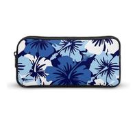Cmagnifico Trousse à crayons, motif guépard, trousse de papeterie, sac de voyage d'affaires ou petite boîte à outils, trousse de maquillage pour filles, Fleur d'hibiscus bleue., 22*12*5cm, Trousse à
