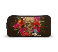 Cmagnifico Trousse à crayons, tête de mort de chat, planche de sorcière, sac de papeterie, sac de voyage d'affaires ou petite boîte à outils, trousse de maquillage pour filles, Day of the Dead, 22*12