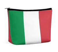 Cmagnifico Trousse de maquillage avec motif chat vert mignon - Trousse de toilette portable avec fermeture éclair pour un usage quotidien, voyage, Drapeau italien, Taille unique