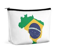 Cmagnifico Trousse de maquillage portable avec fermeture éclair pour un usage quotidien, voyage, Drapeau du Brésil vert, Taille unique