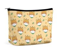 Cmagnifico Trousse de maquillage portable avec fermeture éclair pour un usage quotidien, voyage Motif loup aux yeux verts, Mignon Shiba Inu., Taille unique