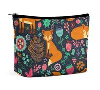 Cmagnifico Trousse de maquillage portable avec fermeture éclair pour un usage quotidien, voyage Motif loup aux yeux verts, Adorable renard floral, Taille unique