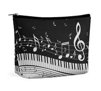 Cmagnifico Trousse de maquillage portable avec fermeture éclair pour un usage quotidien, voyage, Notes de touches de piano, Taille unique