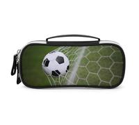 Cmagnifico Trousse de maquillage portable en polyuréthane, sac de papeterie vigoureux de football utilisé comme trousse à crayons pour le bureau et l'école, sac de voyage d'affaires ou petite boîte à