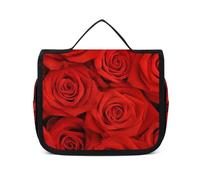 Cmagnifico Trousse de toilette à suspendre, drapeau du Brésil vert, trousse de maquillage pour voyage, affaires, vacances, Motif roses - Rouge, 22.5x18.5cm