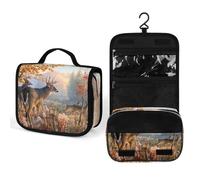 Cmagnifico Trousse de toilette à suspendre, trousse de toilette en famille de cerf de chasse, trousse de maquillage pour voyage, affaires, vacances, Famille de cerfs de chasse, 22.5x18.5cm