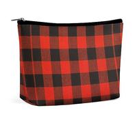 Cmagnifico Trousse de toilette portable avec fermeture éclair pour un usage quotidien, voyage Rouge et noir Buffalo Check, Motif buffle rouge et noir., Taille unique