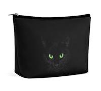 Cmagnifico Trousse de toilette portable avec fermeture éclair pour un usage quotidien, voyage Rouge et noir Buffalo Check, motif chat noir, Taille unique