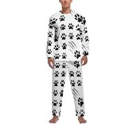 Cmagnifico Vêtements de nuit, Paris Tour Eiffel Ensemble de Pyjamas, Vêtements de nuit, Haut à manches longues et pantalon, Empreintes d'animaux, XXL