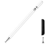 CMARS Stylet pour écrans tactiles, stylet capacitif universel 2 en 1 avec pointes en fibre et disque, capuchon magnétique, pour Nintendo Switch, Android, iPad, Samsung, tablettes, téléphones (blanc)
