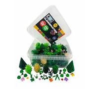 CMC imports Lot de 250 blocs de construction pour plantes - Blocs de construction compatibles avec feuilles, fleurs, hêtre, arbre, herbe, tige pour jardin, ville, décoration forêt