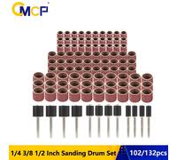 CMCP 102/132 pièces jeu de tambours de ponçage 1/4 3/8 1/2 pouces bandes de ponçage avec mandrins de ponçage pour accessoires Dremel à ongles 102pcs Set