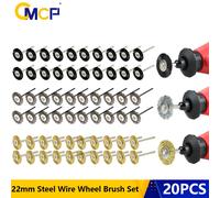 CMCP - jeu de brosses de roue en fil d'acier de 22mm, pour le polissage du métal, brosse rotative à tige de 3.0mm, outil rotatif Dremel, 20 pièces 20pcs Nylon