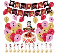 CMDXBD Deco Anniversaire Betty Boop Anniversaire Décorations Betty Boop Ballons Anniversaire Betty Boop Décorations Gâteaux Betty Boop Bannière Anniversaire Betty Boop D'anniversaire Déco