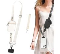 Cmeilau Longe de portefeuille de téléphone à bandoulière réglable avec fermoir en rupture de sécurité, professeur de longe à bandoulière, sangle avec pochette à fermeture éclair (Beige)