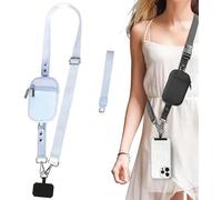 Cmeilau Longe de portefeuille de téléphone à bandoulière réglable avec fermoir en rupture de sécurité, professeur de longe à bandoulière, sangle avec pochette à fermeture éclair (Blue)