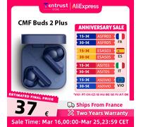 CMF Buds 2 Plus Version mondiale écouteur sans fil 12mm pilote LCP 50dB hybride ANC haute résolution LDAC IP55 résistance à l'eau et à la poussière Bleu