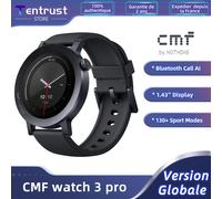 CMF Watch 3 Pro Version mondiale Smartwatch AMOLED 1,43 pouces, batterie 13 jours, double GPS, appels Bluetooth avec suppression du bruit AI, fréquence cardiaque Gris cendré