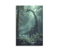CMHONLY Brontosaure Animal mangeant des vignes dans la forêt - Art mural moderne sur toile - Décoration esthétique - 40 x 60 cm - Style sans cadre