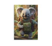 CMHONLY Poster animal vibrant Explorateur Koala Returns Victoriously Poster moderne Décoration murale sur toile Esthétique 20 x 30 cm Sans cadre