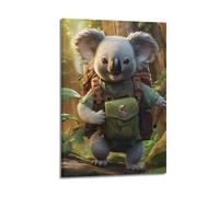 CMHONLY Poster animal vibrant Explorateur Koala Returns Victoriously Poster moderne sur toile Décoration murale esthétique 20 x 30 cm Style cadre