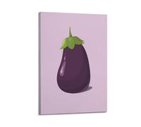 CMHONLY Poster d'aubergine violet brillant peint de dessin animé moderne sur toile esthétique décoration peinture 50 x 75 cm style cadre