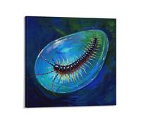 CMHONLY Poster noir et jaune sur toile avec objet transparent bleu - Décoration murale moderne - 70 x 70 cm - Style cadre