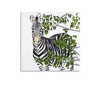 CMHONLY Poster zèbre parmi plantes vertes - Art mural moderne sur toile - Décoration murale - Peinture esthétique - 70 x 70 cm - Style sans cadre