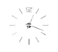 Cmis Kbei Horloge murale 3D à faire soi-même - Grande horloge murale moderne en acrylique - Miroir autocollant - Montre à quartz silencieuse - Décoration d'intérieur - Argenté - 60 à 90 cm