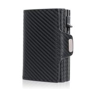 Cmis Kbei Portefeuille vintage Crazy Horse en cuir pour homme avec protection RFID Mini portefeuille en métal avec fermeture éclair et poche pour pièces de monnaie pour homme et femme, Fibre de